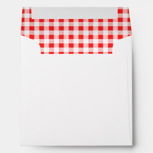 Enveloppe Motif blanc rouge En vichy