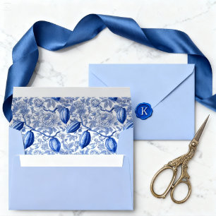 Enveloppe Motif botanique chic en toile bleue unique Cocoa