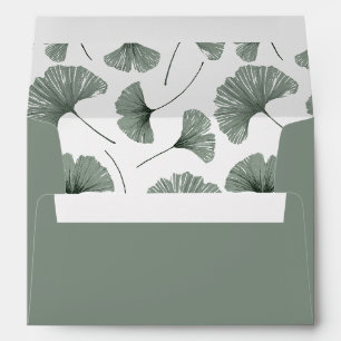 Enveloppe Motif botanique moderne Sage Green Ginkgo Mariage