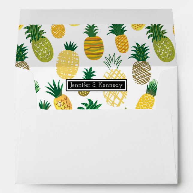 Enveloppe Motif branché d'ananas| Ajouter votre nom (Dos (Bas))