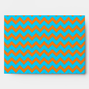 Enveloppe Motif chevron bleu sarcelle et orange