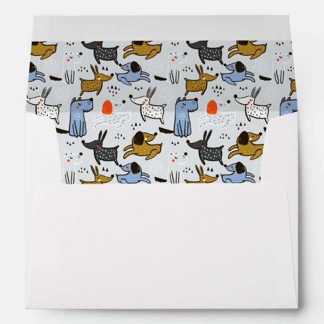 Enveloppe Motif chien mignon Doodle (Dos (Bas))