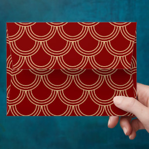 Enveloppe Motif chinois traditionnel rouge et or