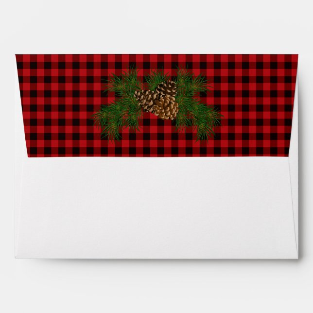 Enveloppe Motif classique rouge noir plaid pinecone (Dos (Haut rabat))