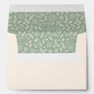Enveloppe Motif Colombe Floral Vert -