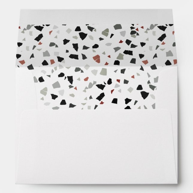 Enveloppe Motif Confetti Gris élégant (Dos (Bas))