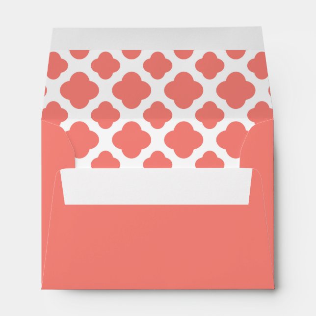 Enveloppe Motif Coral Rose Quatrefoil (Dos (Bas))