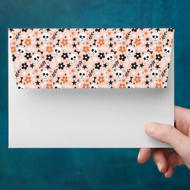 Enveloppe Motif crâne de fleurs (Hand)