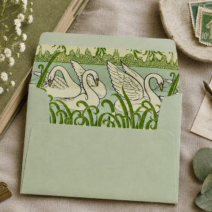 Enveloppe Motif Cygne Art Nouveau – Cygne Botanique Vintage