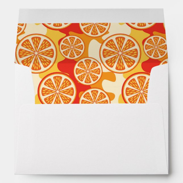 Enveloppe Motif d'agrumes oranges rétro (Dos (Bas))