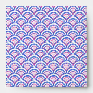 Enveloppe motif damassé floral bleu
