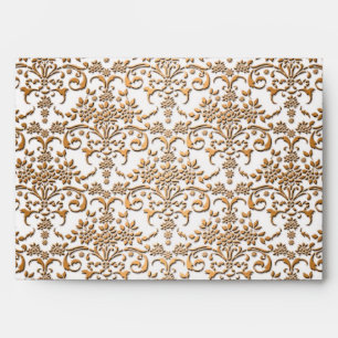 Enveloppe Motif damassé or et blanc fantaisie