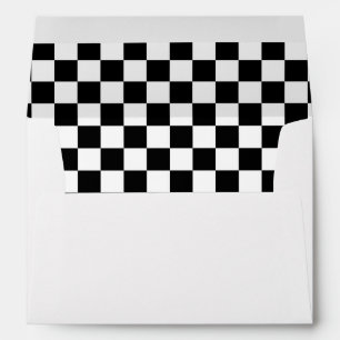 Enveloppe Motif damier noir et blanc Adresse de retour