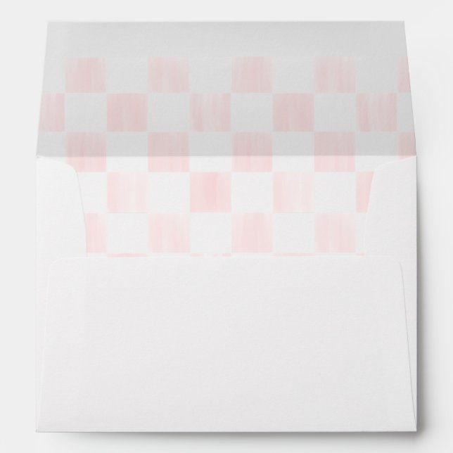 Enveloppe Motif damier peint en rose (Dos (Bas))