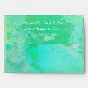 Enveloppe Motif d'aquarelle Abstrait bleu vert