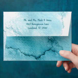 Enveloppe Motif d'aquarelle Abstrait Sea Blue Tones