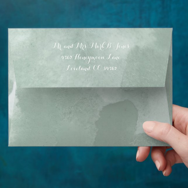 Enveloppe Motif d'aquarelle Abstraite Sage Green (Hand)