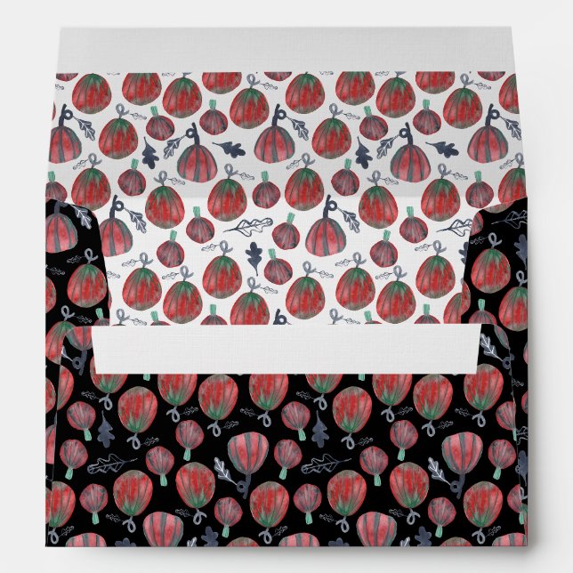 Enveloppe Motif d'aquarelle Citrouille d'automne (Dos (Bas))