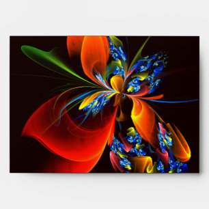 Enveloppe Motif d'art abstrait moderne floral bleu orange #0