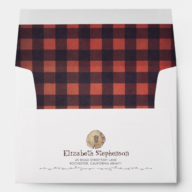 Enveloppe Motif de bûcheron et pied d'ours Imprimer Bois (Dos (Bas))