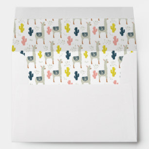 Enveloppe Motif de cactus et de lamas