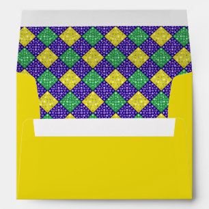 Enveloppe Motif de carnaval de diamant de harlequin de mardi