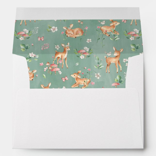 Enveloppe Motif de cerfs à l'aquarelle (Dos (Bas))