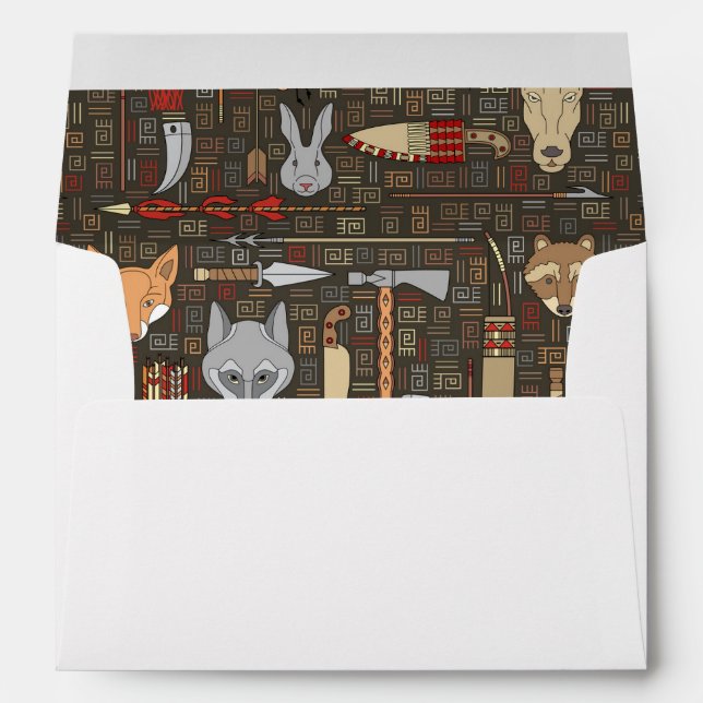 Enveloppe Motif de chasse ethnique (Dos (Bas))