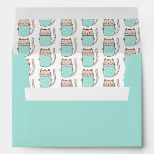 Enveloppe Motif de chat floral mignon
