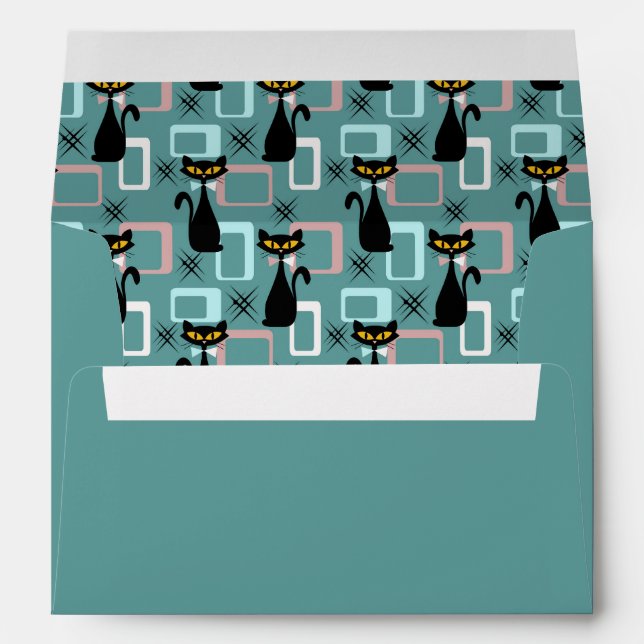 Enveloppe Motif de chat noir du milieu du siècle (Dos (Bas))