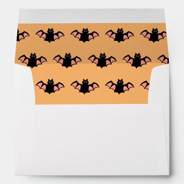 Enveloppe Motif de chauve-souris noir sur Orange (Dos (Bas))