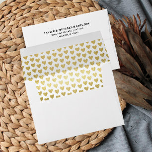 Enveloppe Motif de coeurs en faux or moderne doublé