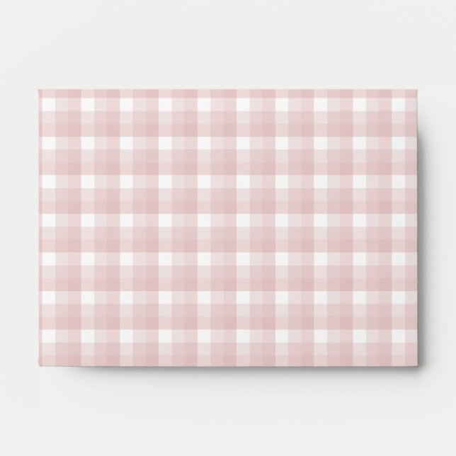Enveloppe Motif de contrôle de guingan. Rouge et blanc (Devant)