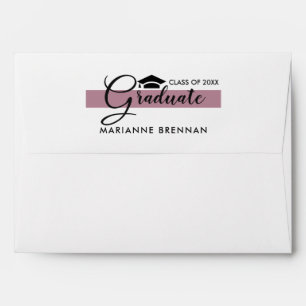 Enveloppe Motif de damas pourpre Noir Graduation personnalis