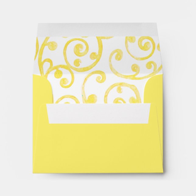 Enveloppe Motif de défilement RSVP Jaune (Dos (Bas))