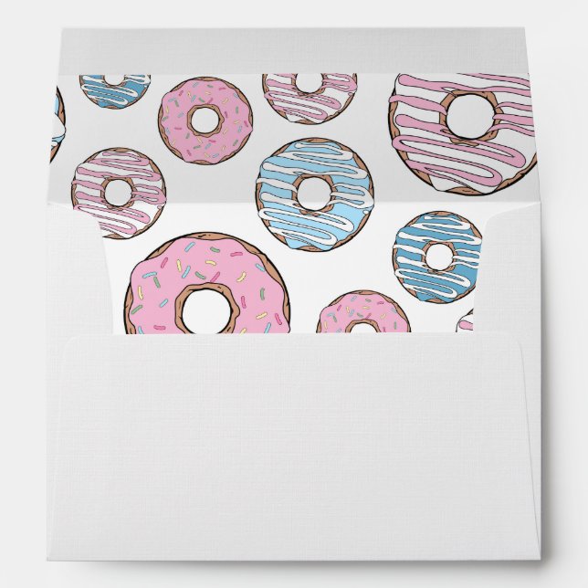 Enveloppe Motif De Donuts, Donuts Roses, Donuts Bleus (Dos (Bas))