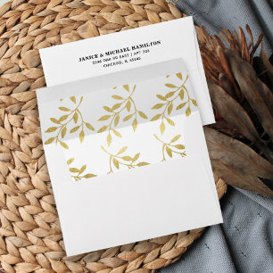 Enveloppe Motif de feuille botanique dorée fausse élégant do