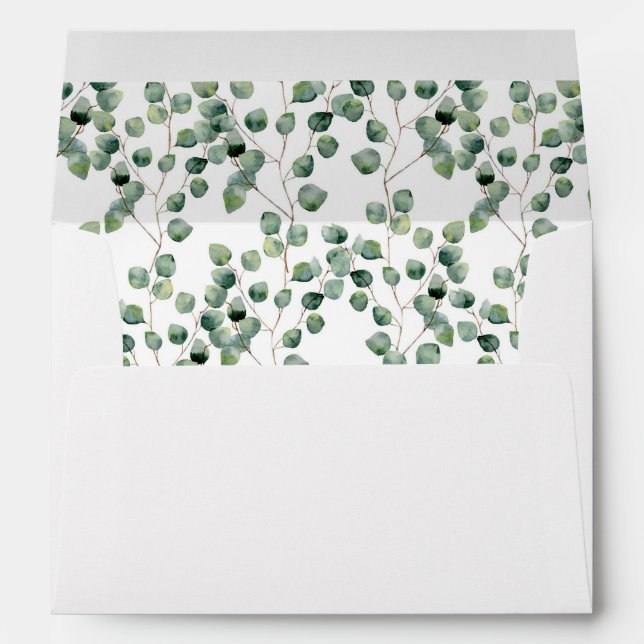 Enveloppe Motif de feuille d'eucalyptus d'aquarelle - (Dos (Bas))