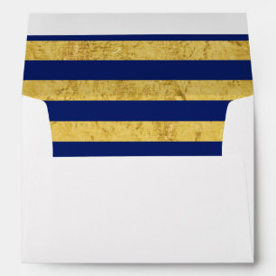 Enveloppe Motif de feuille d'or élégante et de rayure bleue