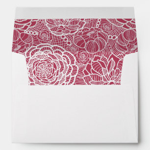 Enveloppe motif de fleurs en dentelle bleue