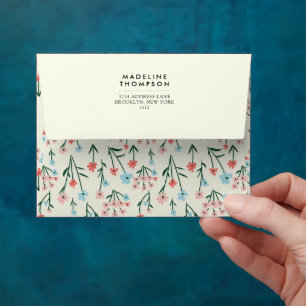 Enveloppe Motif de fleurs pastel rose bleu floral