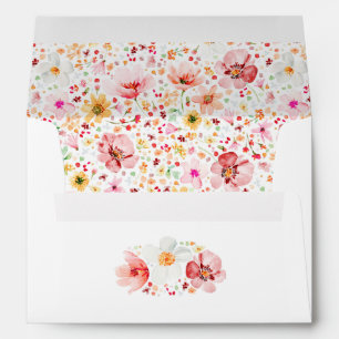 Enveloppe Motif de fleurs sauvages aquarelle Boho Élégant ro