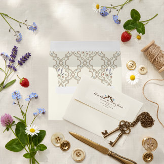 Enveloppe Motif de fleurs sauvages de prairie campagnarde vi