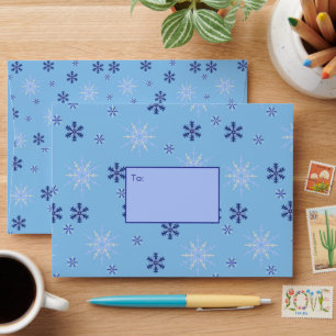 Enveloppe Motif de flocon de neige bleu hiver