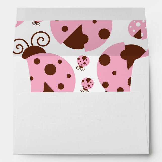 Enveloppe Motif De Ladybugs, Mignons Ladybugs, Pink Ladybugs (Dos (Bas))