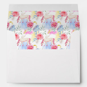 Enveloppe Motif de licorne et de Pegasus d'aquarelle