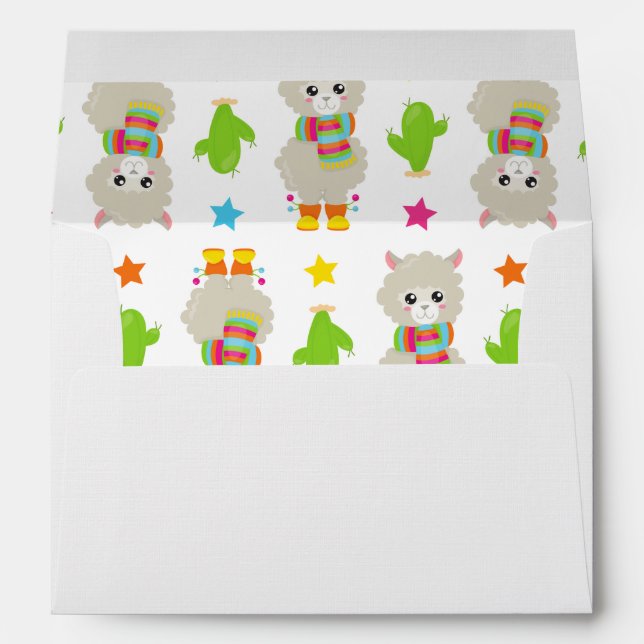 Enveloppe Motif De Llamas, Cute Llamas, Alpacas, Cactus (Dos (Bas))
