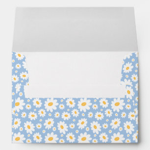 Enveloppe Motif de Marguerite Dessinée à la Main Bleu Poussi