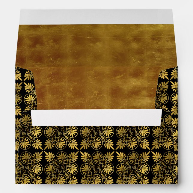 Enveloppe Motif de méandre grec antique en or noir (Dos (Bas))