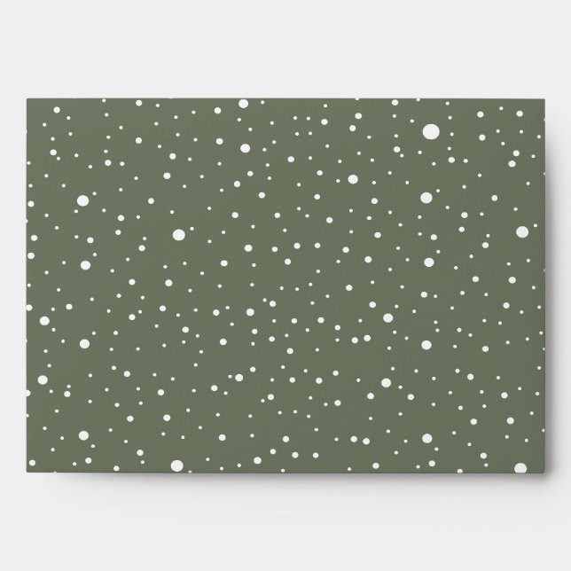 Enveloppe Motif de neige blanche Taupe Green Custom Noël (Devant)